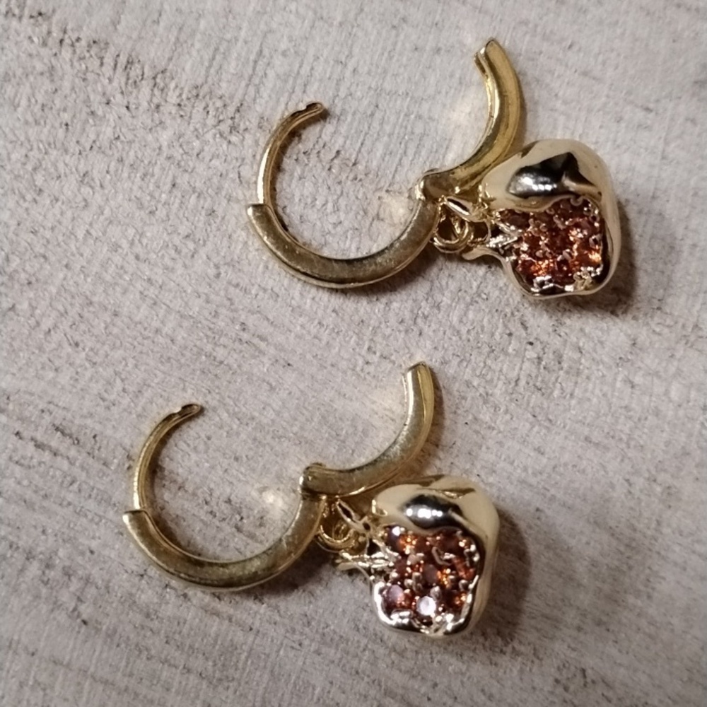 18 K Gold Plated Pomegranate Earrings - Picture 5 of 5